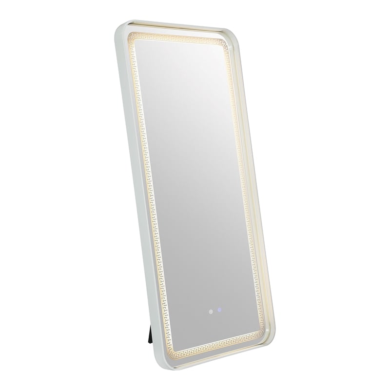 Bowery Hill Metal Bluetooth LED Lights Standing Mirror in White