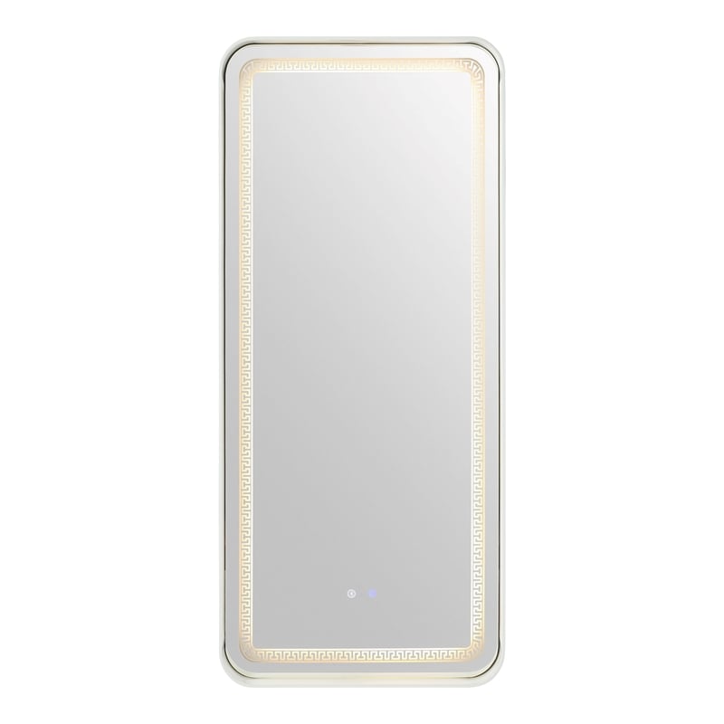 Bowery Hill Metal Bluetooth LED Lights Standing Mirror in White