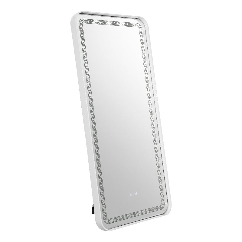 Bowery Hill Metal Bluetooth LED Lights Standing Mirror in White