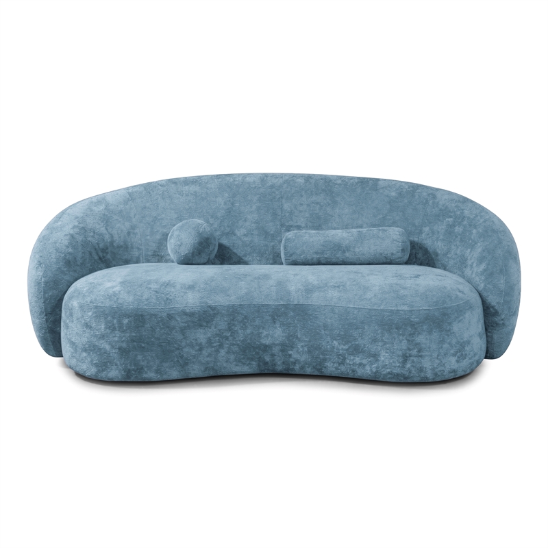 Bowery Hill Chenille Sculpted Silhouette Sofa in Denim Blue