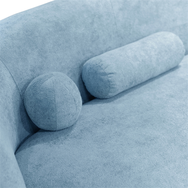 Bowery Hill Chenille Sculpted Silhouette Sofa in Denim Blue