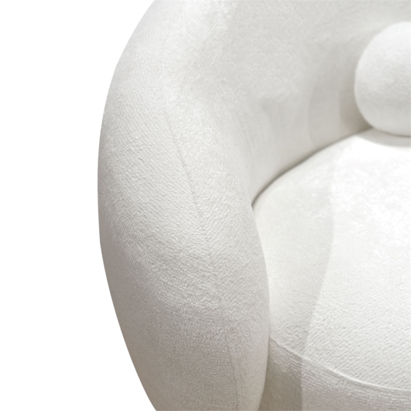 Bowery Hill Sculpted Silhouette Chenille Sofa in White with Wooden Base