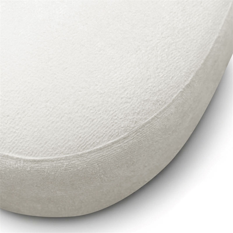 Bowery Hill Sculpted Silhouette Chenille Sofa in White with Wooden Base