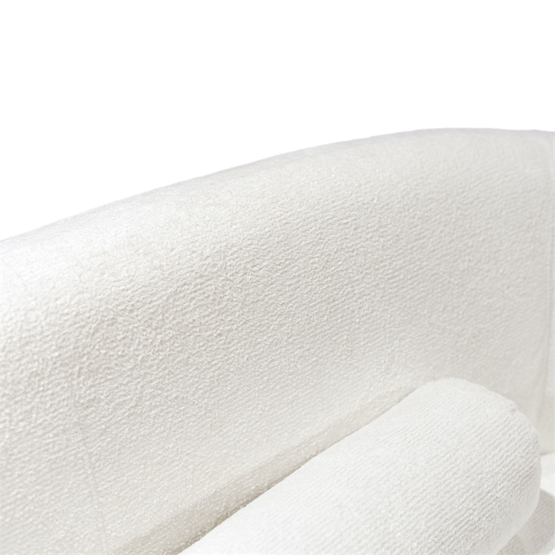 Bowery Hill Sculpted Silhouette Chenille Sofa in White with Wooden Base