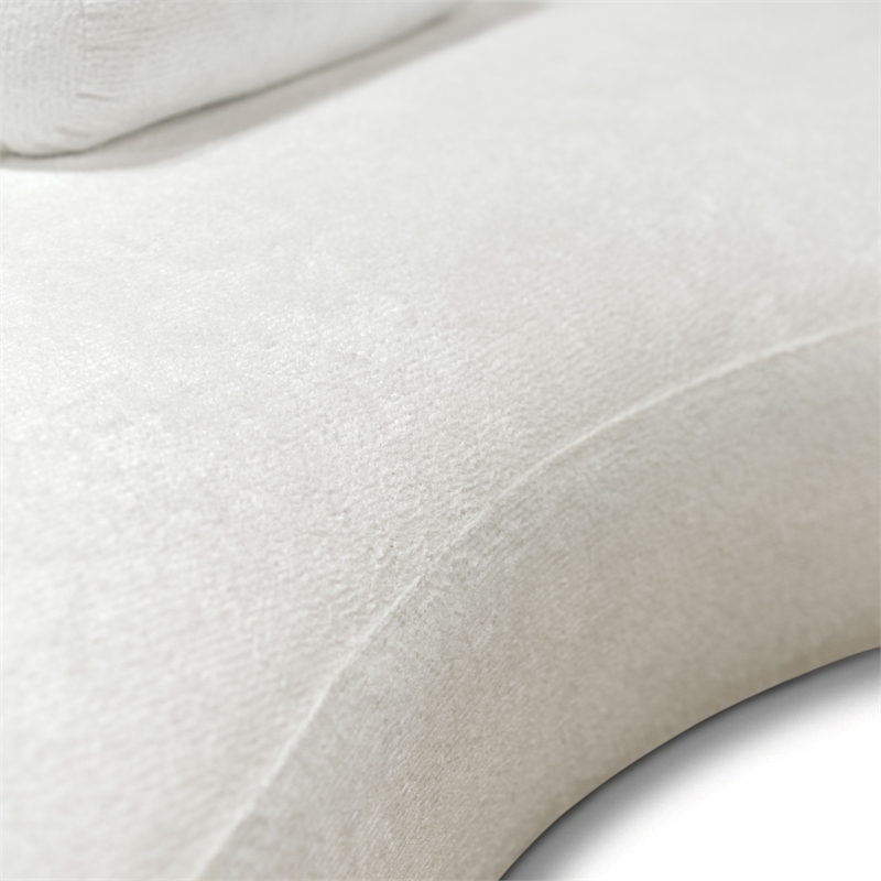 Bowery Hill Sculpted Silhouette Chenille Sofa in White with Wooden Base