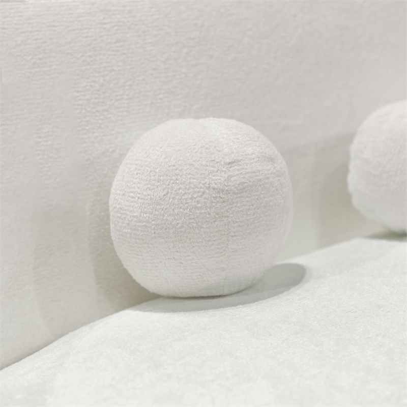 Bowery Hill Sculpted Silhouette Chenille Sofa in White with Wooden Base