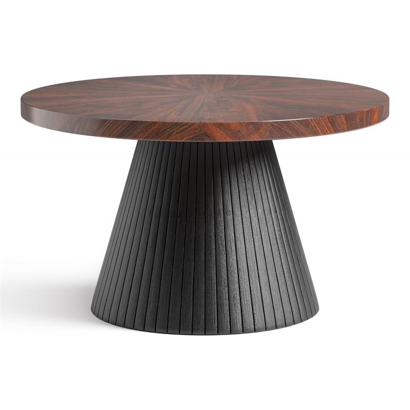 Bowery Hill High-Gloss Parquet Oval Coffee Table in Brown Wood Veneer
