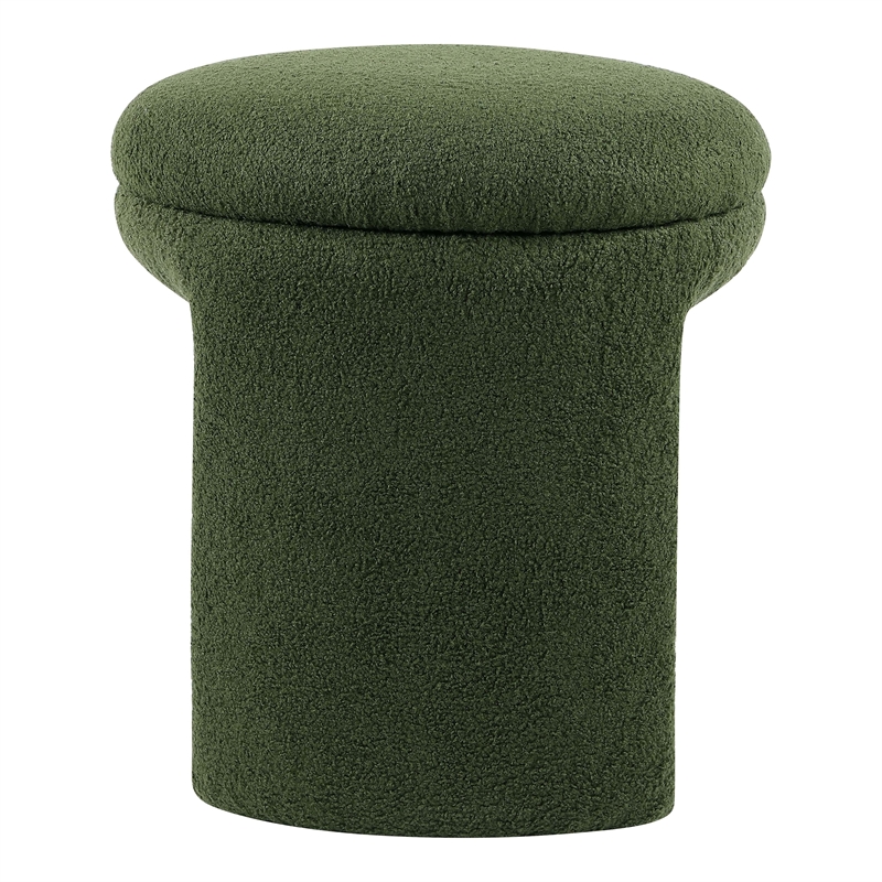 Bowery Hill Fabric Upholstered U-Shaped Shearling Stool in Green