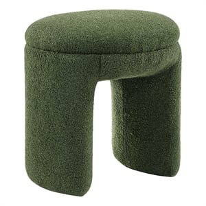 Bowery Hill Fabric Upholstered U-Shaped Shearling Stool in Green