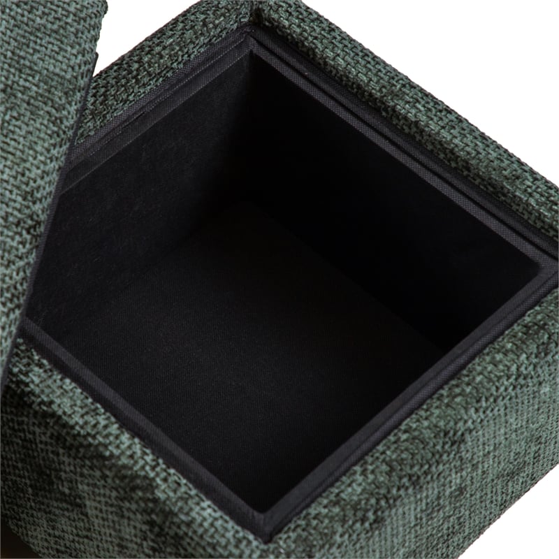 Bowery Hill Chenille Square Cube Storage Stool with Gold Base in Green