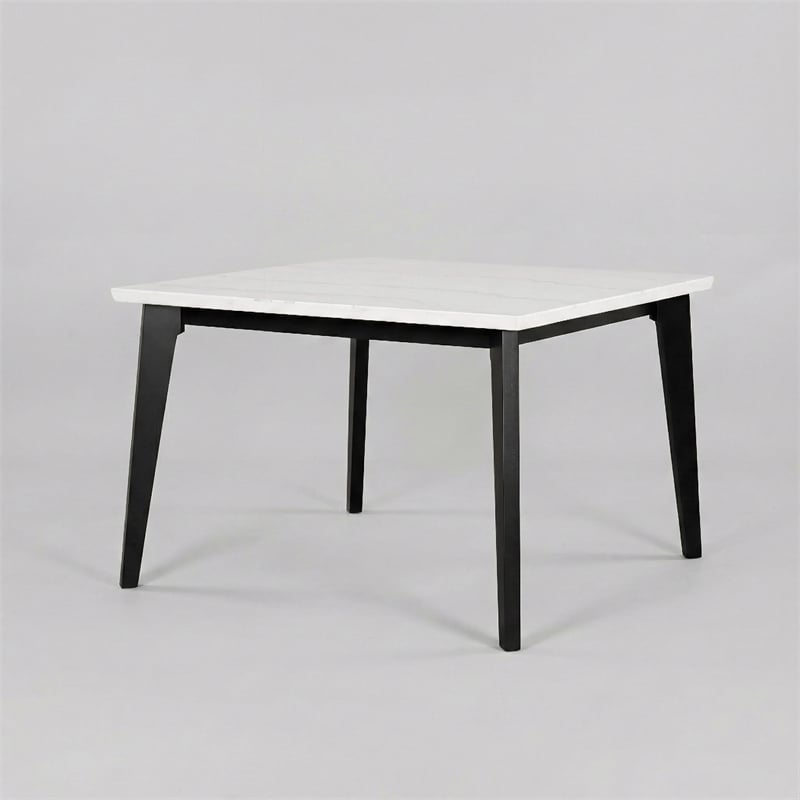 Bowery Hill Square Marble Top Dining Table in Black