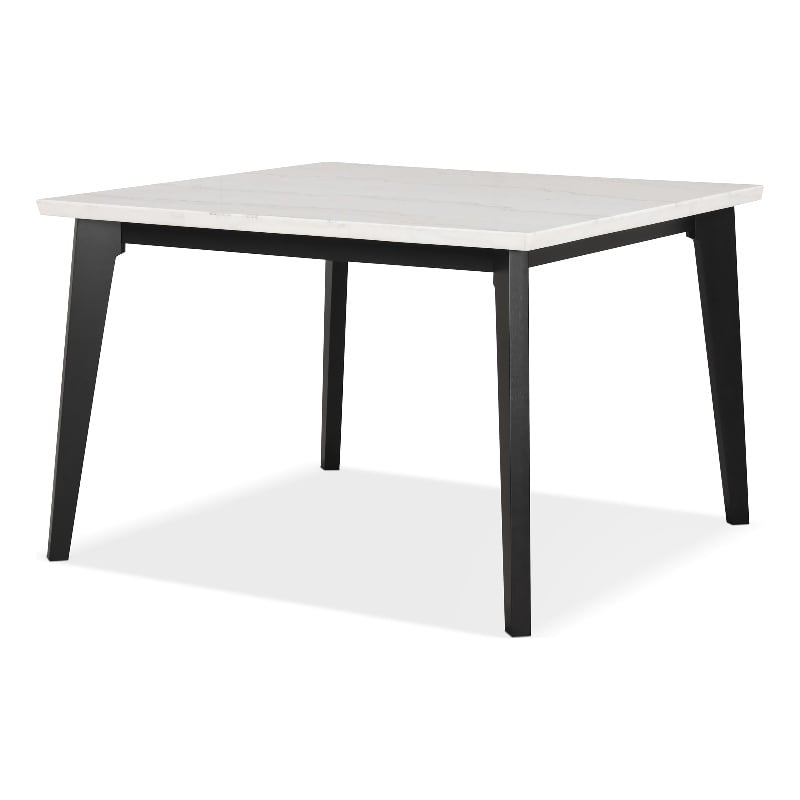 Bowery Hill Square Marble Top Dining Table in Black