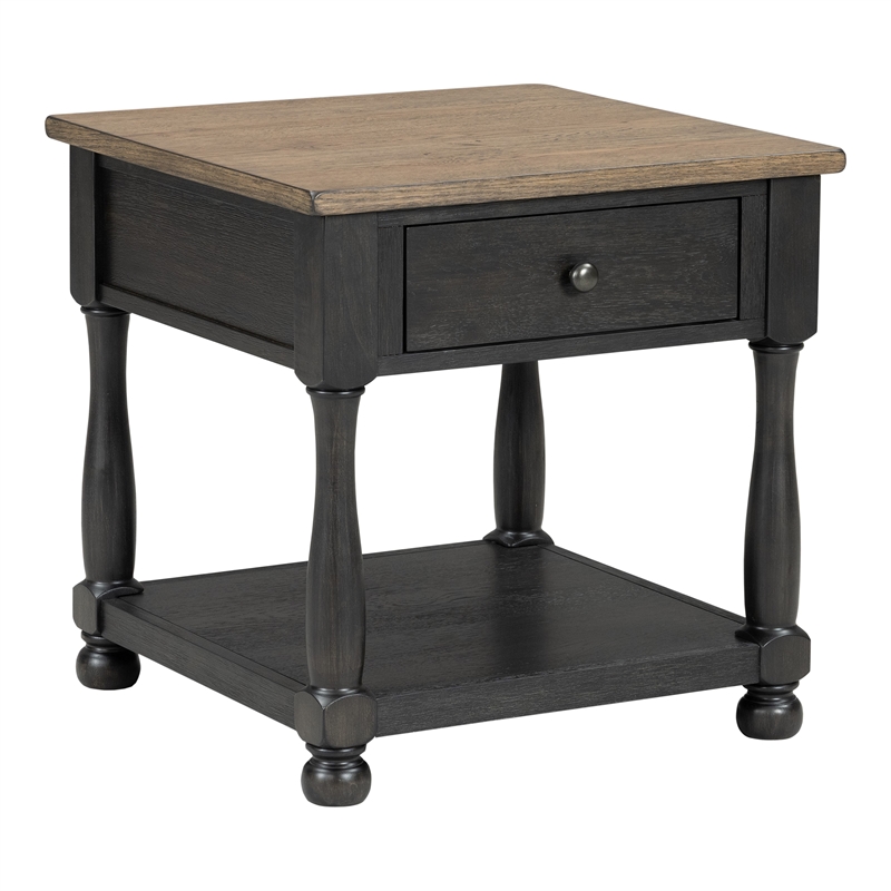 Bowery Hill Wood Storage Coffee Table Set in Weathered Black/Brown