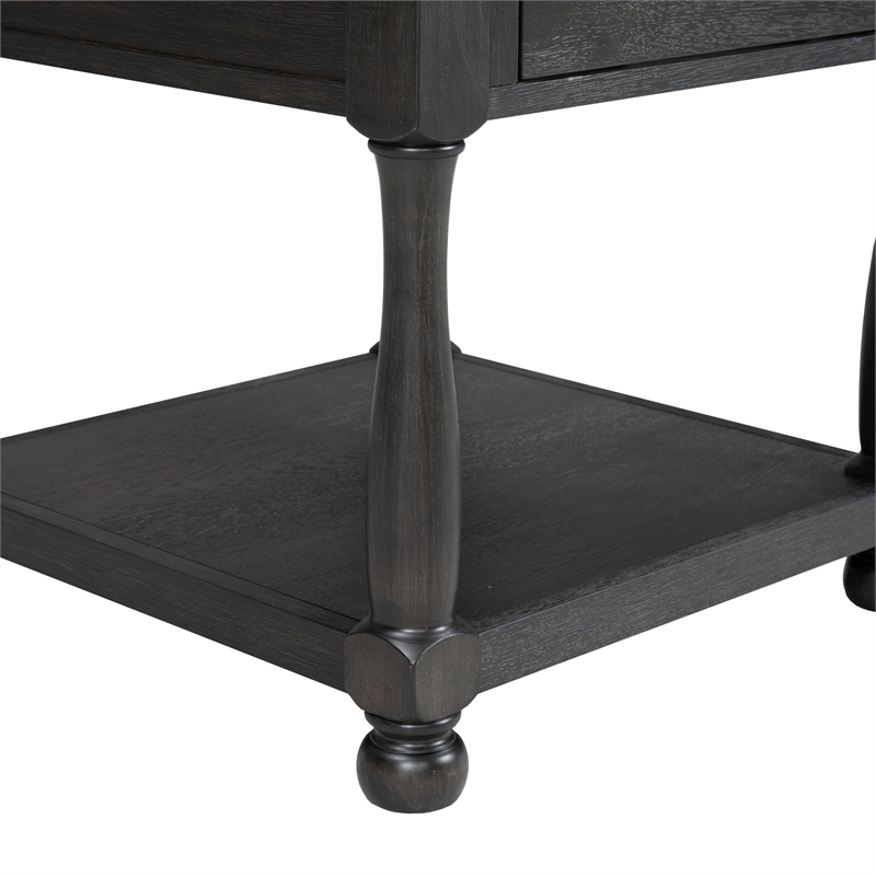 Bowery Hill Wood Storage Coffee Table Set in Weathered Black/Brown