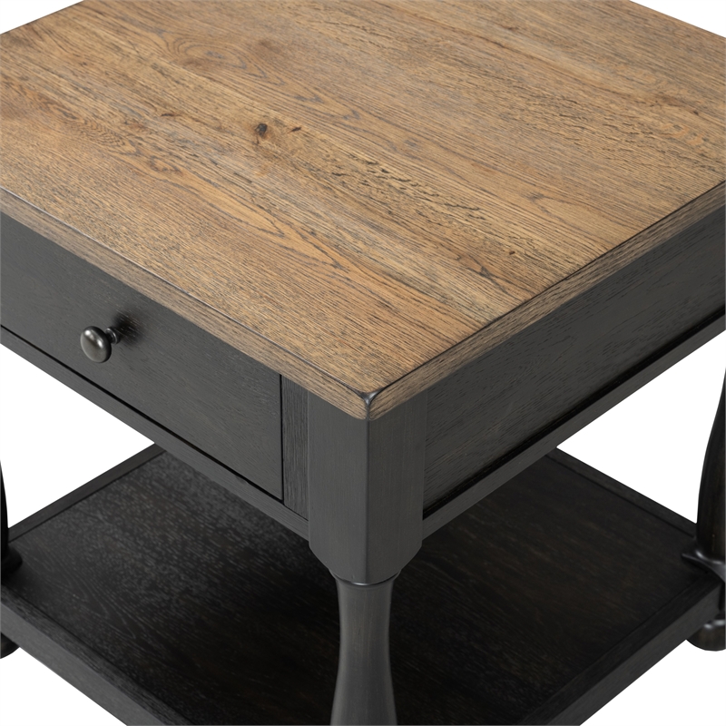 Bowery Hill Wood Storage Coffee Table Set in Weathered Black/Brown
