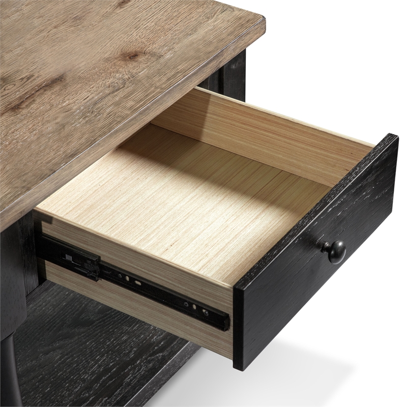 Bowery Hill Wood Storage Coffee Table Set in Weathered Black/Brown