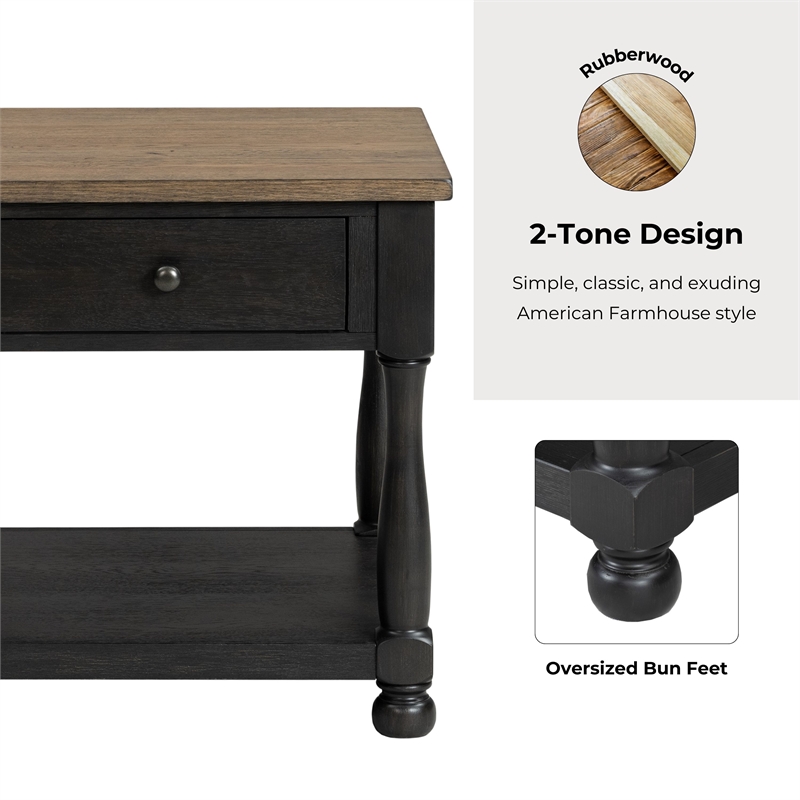 Bowery Hill Wood Storage Coffee Table Set in Weathered Black/Brown