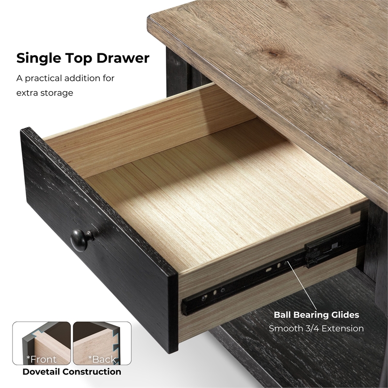 Bowery Hill Wood Storage Coffee Table Set in Weathered Black/Brown