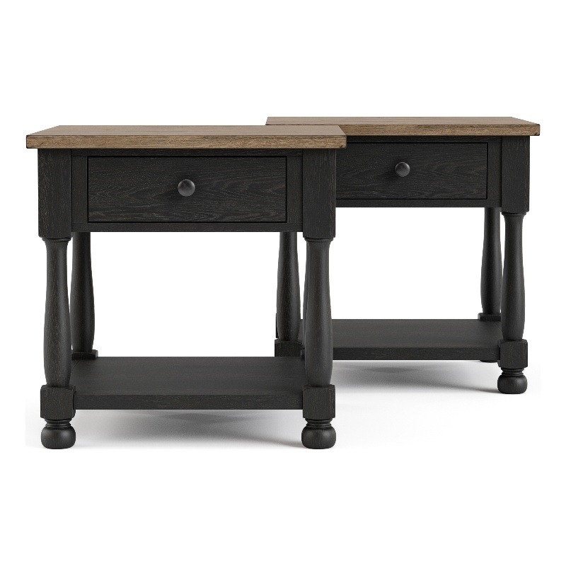 Bowery Hill Wood Storage Coffee Table Set in Weathered Black/Brown
