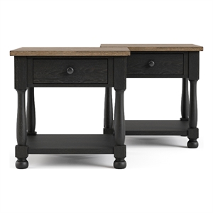 Bowery Hill Wood Storage Coffee Table Set in Weathered Black/Brown