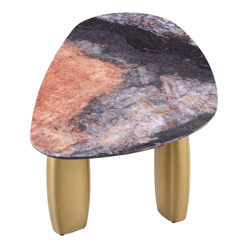 Bowery Hill Stone Top and Stainless Steel Coffee Table in Gray