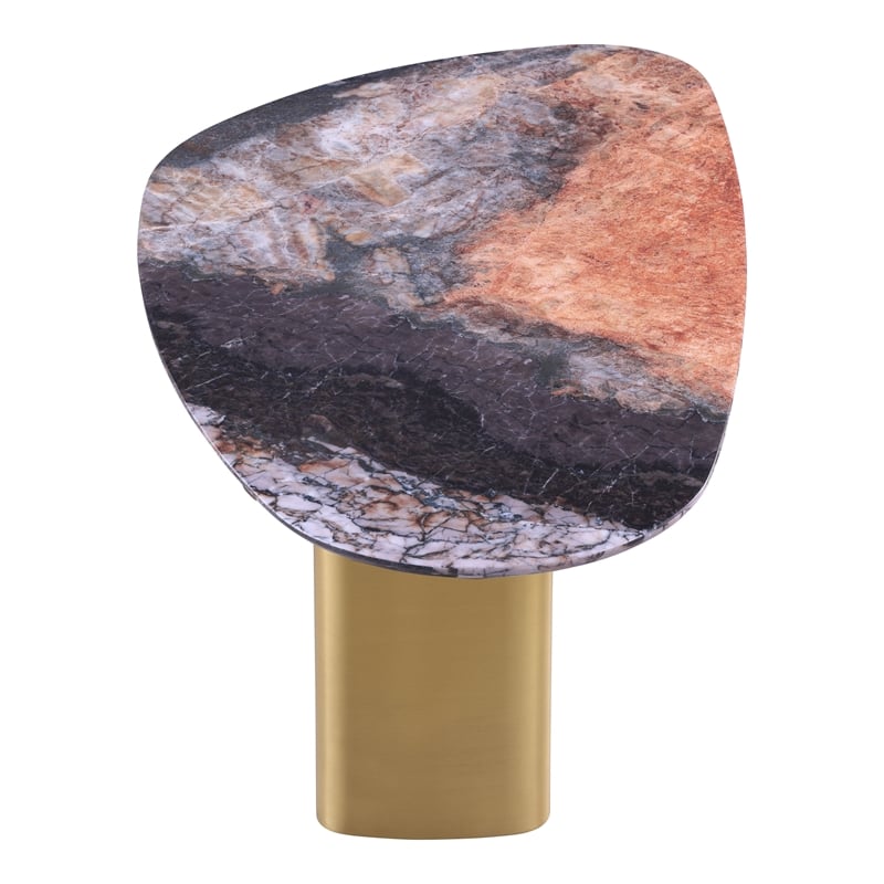 Bowery Hill Stone Top and Stainless Steel Coffee Table in Gray