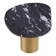 Bowery Hill Stone Top Oval Coffee Table in Stainless Steel and Multi-Color
