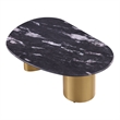 Bowery Hill Stone Top Oval Coffee Table in Stainless Steel and Multi-Color
