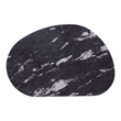 Bowery Hill Stone Top Oval Coffee Table in Stainless Steel and Multi-Color