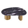 Bowery Hill Stone Top Oval Coffee Table in Stainless Steel and Multi-Color