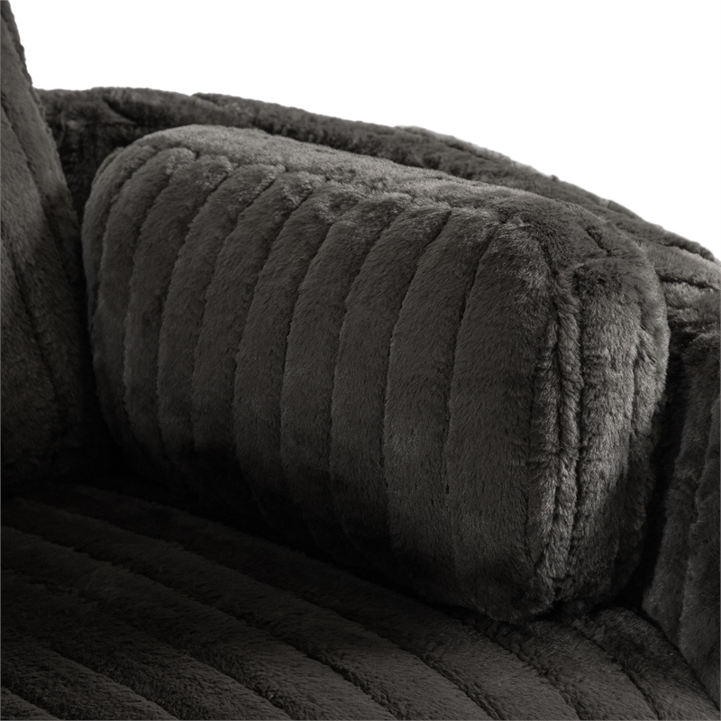 Bowery Hill Fabric Power Recliner with Glider and Swivel in Dark Gray