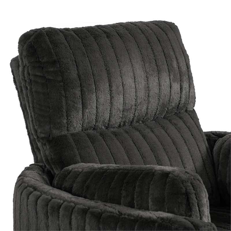 Bowery Hill Fabric Power Recliner with Glider and Swivel in Dark Gray