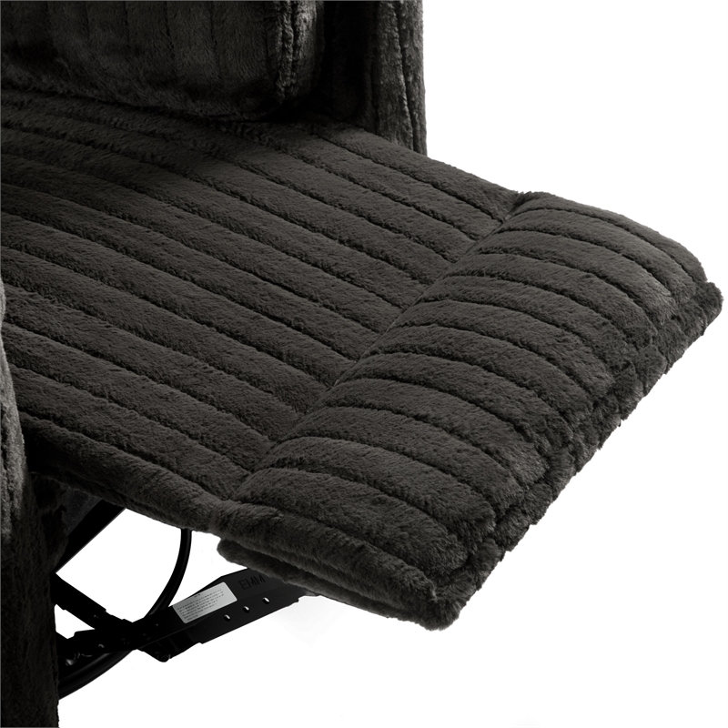 Bowery Hill Fabric Power Recliner with Glider and Swivel in Dark Gray