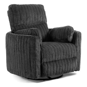 Bowery Hill Fabric Power Recliner with Glider and Swivel in Dark Gray