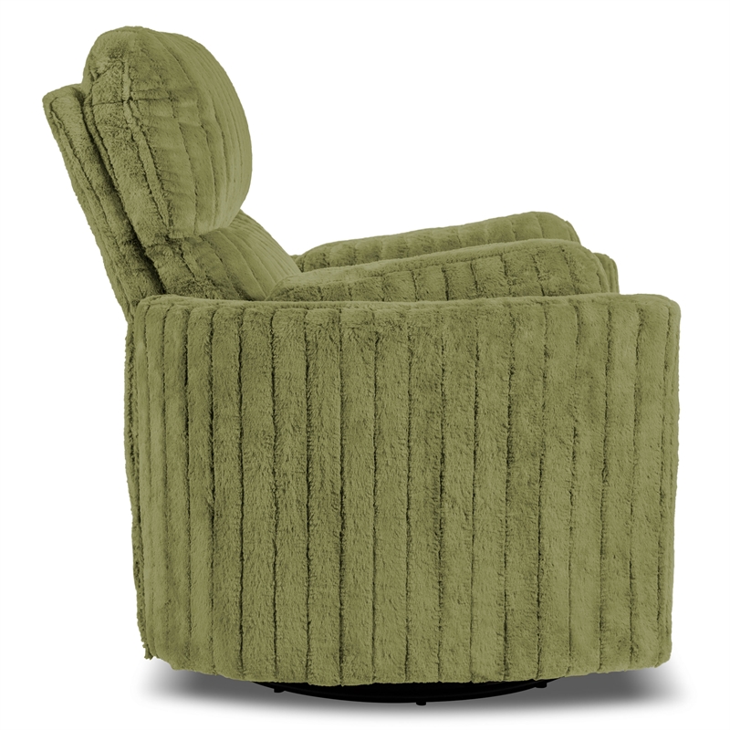 Bowery Hill Fabric Power Recliner Glider with Swivel Function in Olive Green