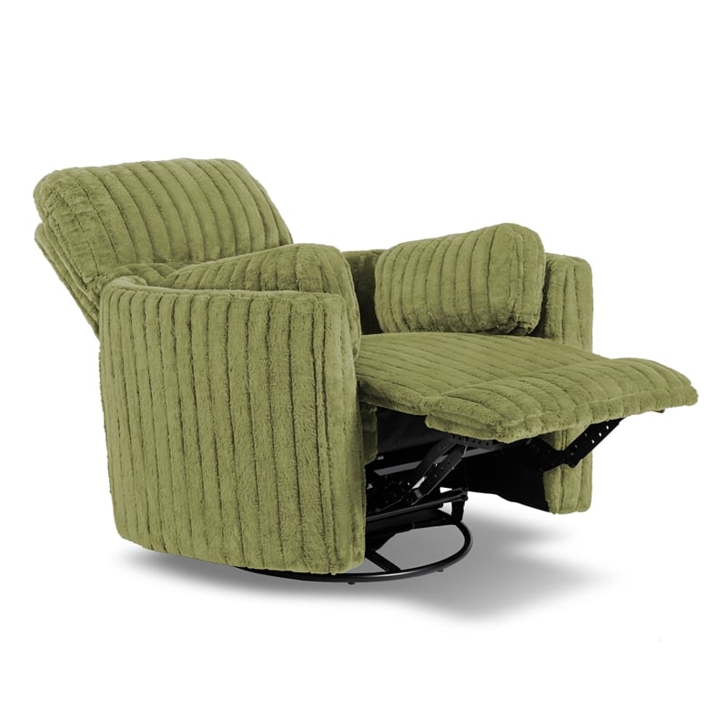 Bowery Hill Fabric Power Recliner Glider with Swivel Function in Olive Green