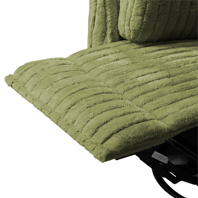 Bowery Hill Fabric Power Recliner Glider with Swivel Function in Olive Green