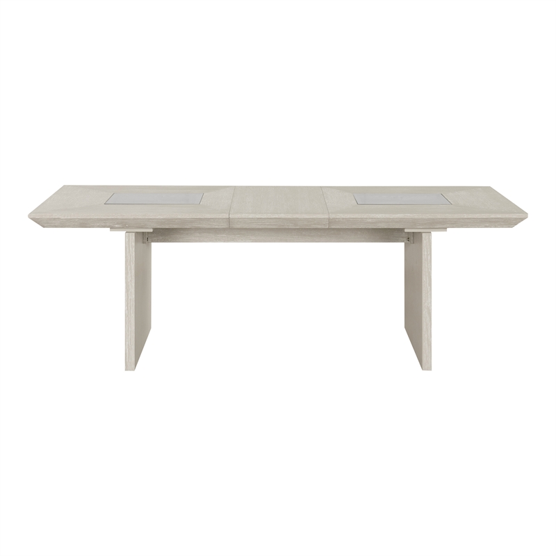 Bowery Hill Solid Wood Extendable Dining Table in Light Gray