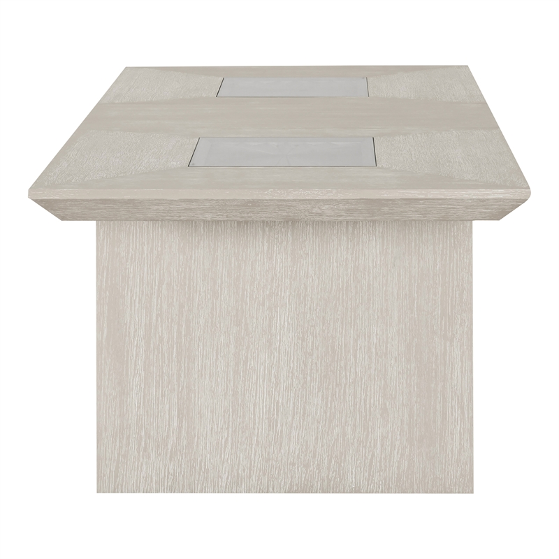 Bowery Hill Solid Wood Extendable Dining Table in Light Gray