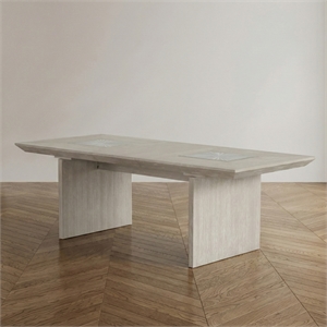 Bowery Hill Solid Wood Extendable Dining Table in Light Gray