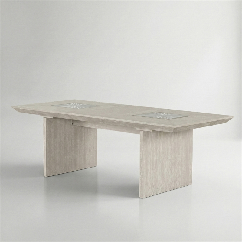 Bowery Hill Solid Wood Extendable Dining Table in Light Gray
