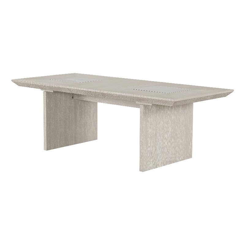 Bowery Hill Solid Wood Extendable Dining Table in Light Gray