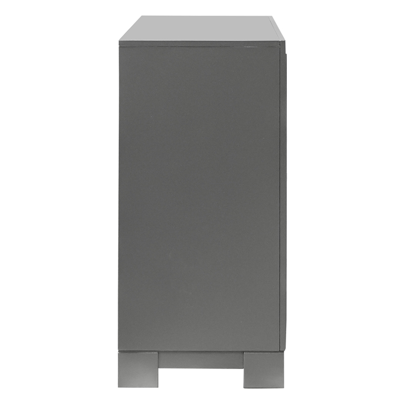 Bowery Hill 6-Drawer Wood Dresser with Acrylic Hardware in Gray