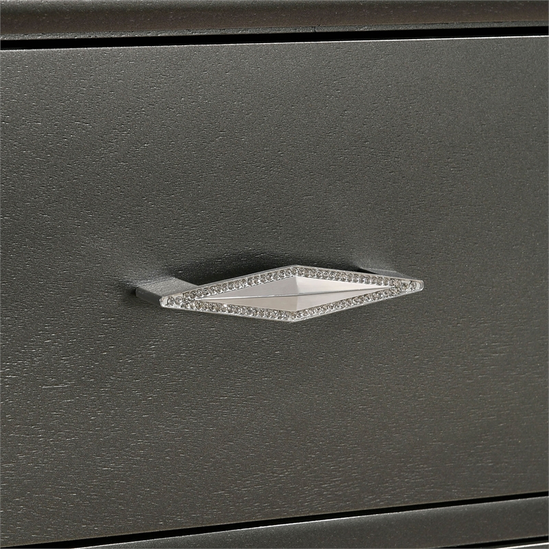 Bowery Hill 6-Drawer Wood Dresser with Acrylic Hardware in Gray