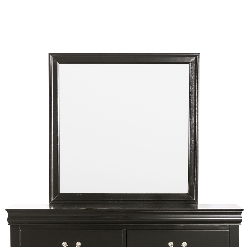 Bowery Hill 6-Drawer Transitional Wood Dresser with Mirror in Black