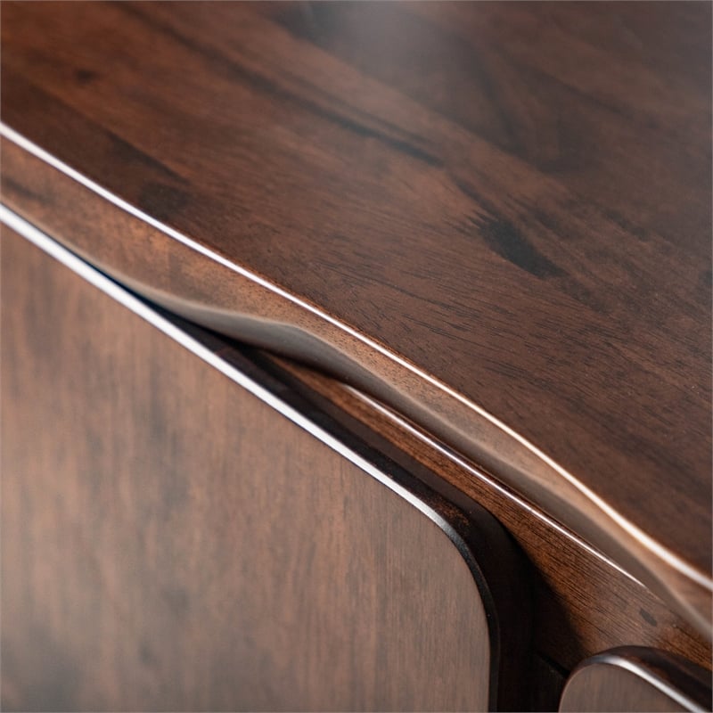 Bowery Hill Solid Wood Mid-Century Modern Storage Server in Rich Walnut