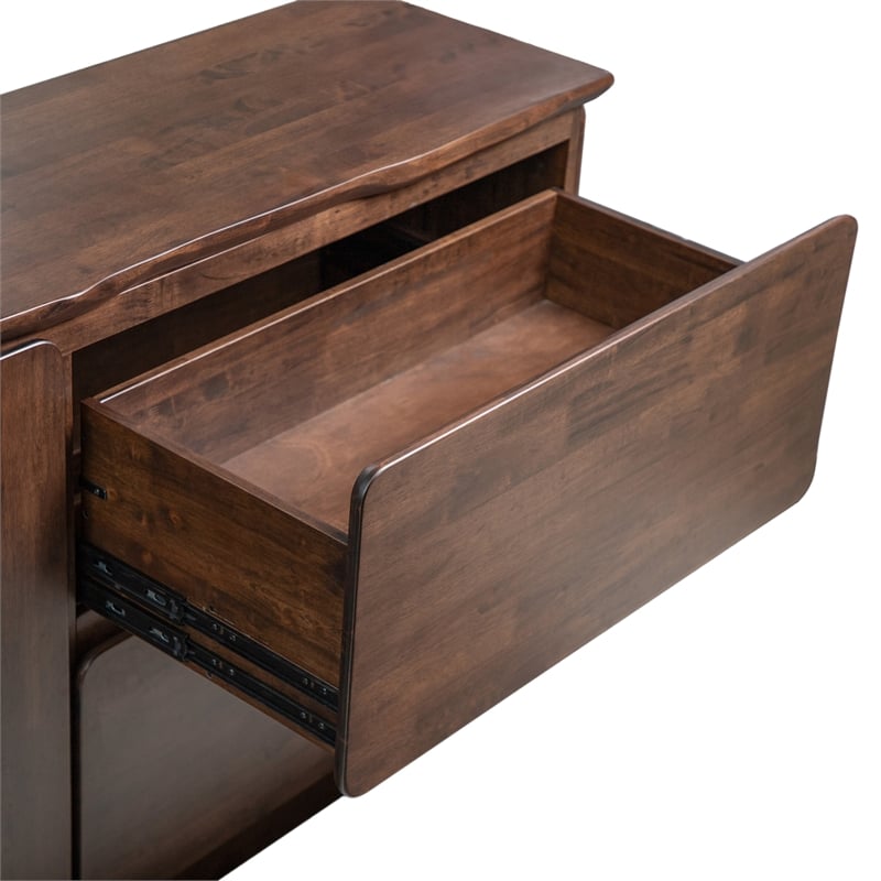 Bowery Hill Solid Wood Mid-Century Modern Storage Server in Rich Walnut
