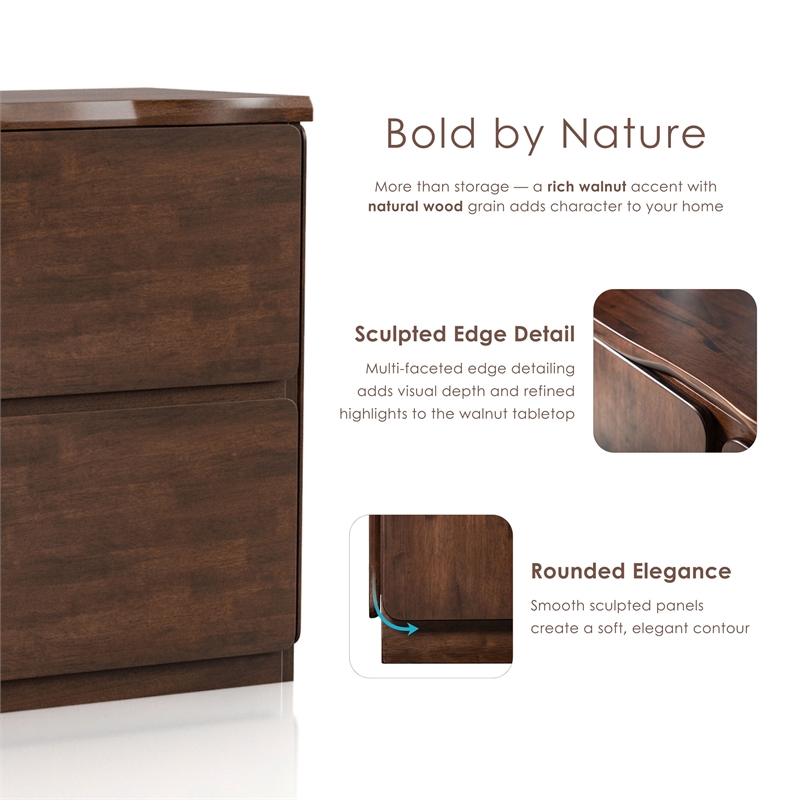 Bowery Hill Solid Wood Mid-Century Modern Storage Server in Rich Walnut