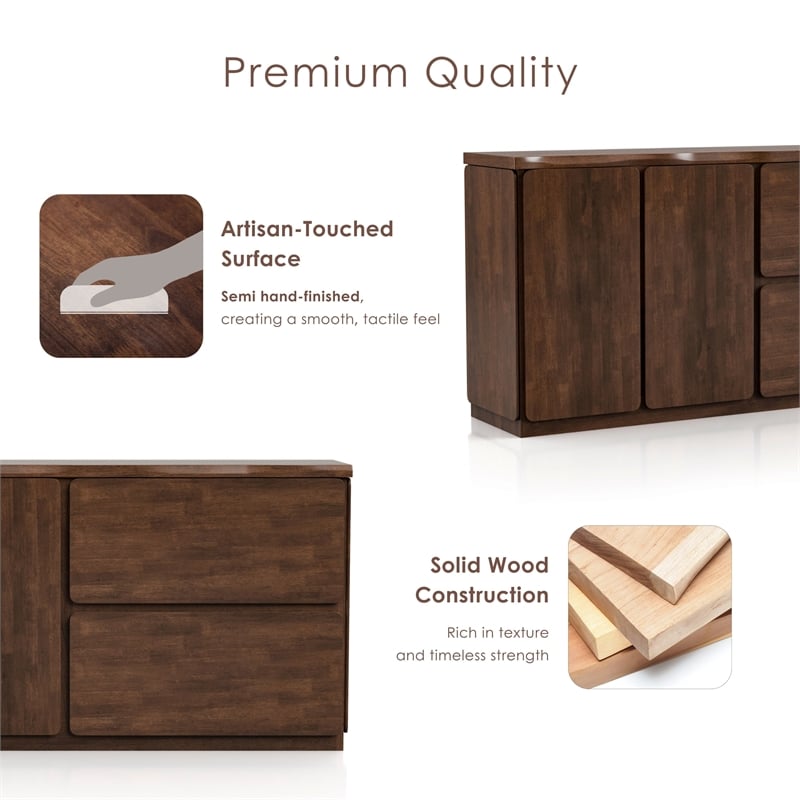Bowery Hill Solid Wood Mid-Century Modern Storage Server in Rich Walnut