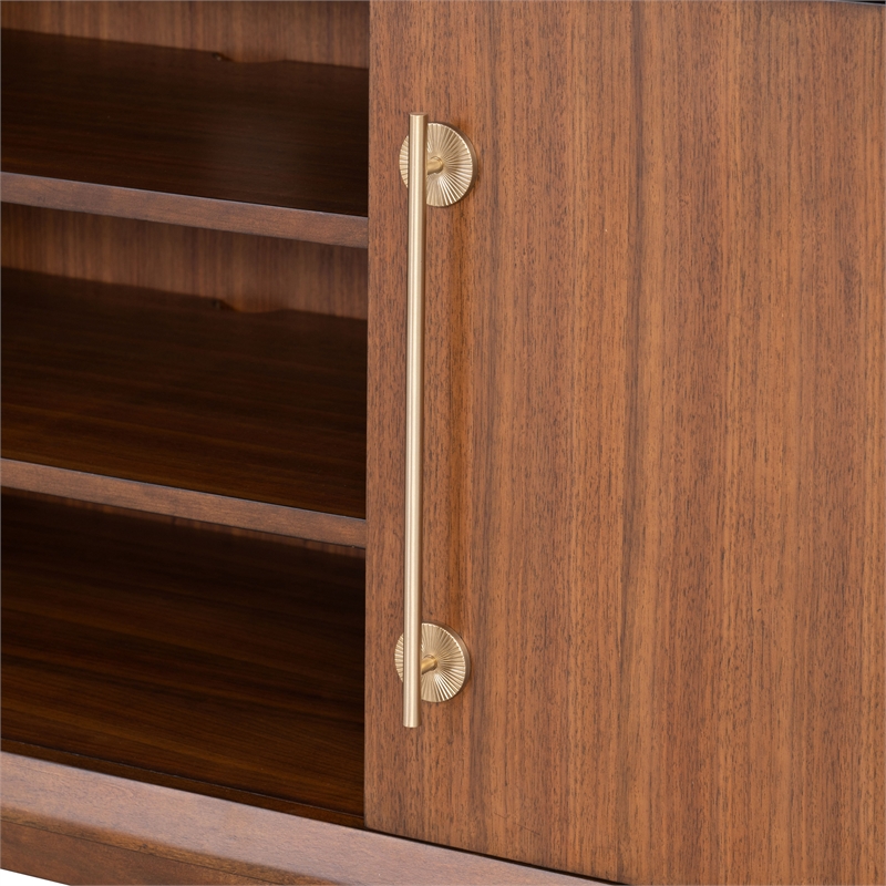Bowery Hill Mid-Century Modern Wood TV Stand in Walnut with Storage